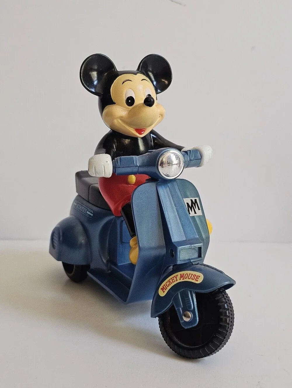 Vintage Mickey Mouse Blue Scooter Wind-up Toy Figure 1982 Masudaya Japan Disney